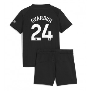 Fotbalové Dres Manchester City Josko Gvardiol #24 Dětské Venkovní Oblečení 2025-26 Krátký Rukáv (+ trenýrky)